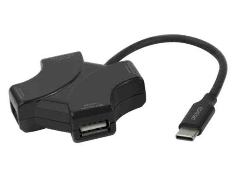 Deltaco USB Hub - 4x USB-A USB-Hubs - 4 - Schwarz