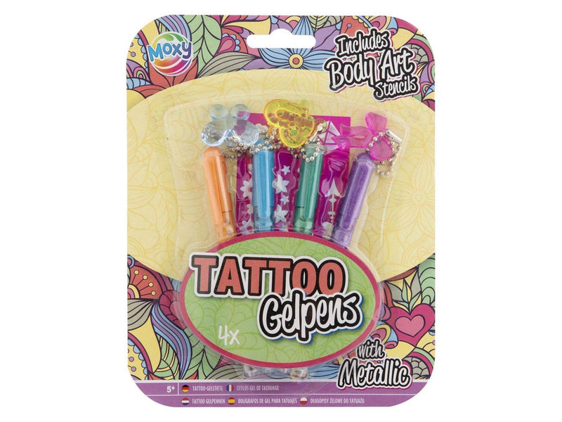 Creative Craft Group - Tattoo Gel Pens Metallic with Stencil 4 pcs.
