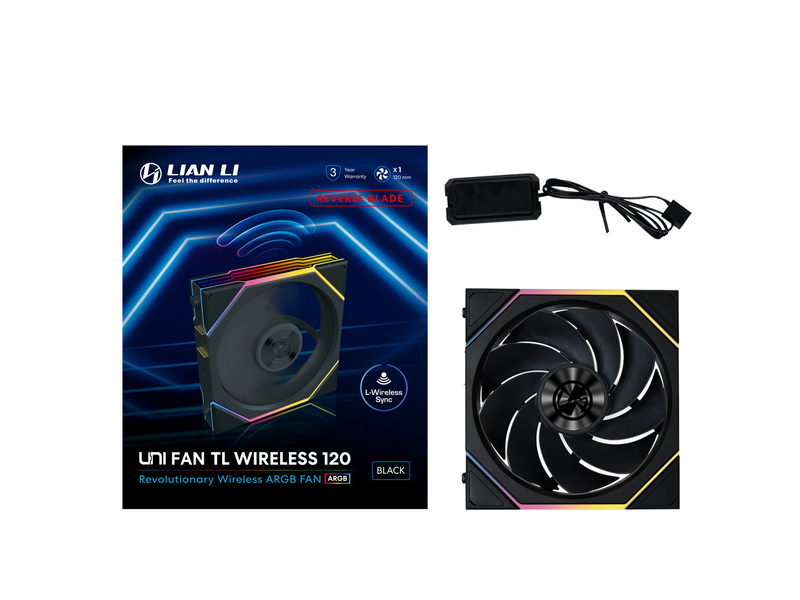 Lian Li UNI FAN TL Wireless Reverse - Gehäuselüfter - 120mm - Schwarz - 33 dBA