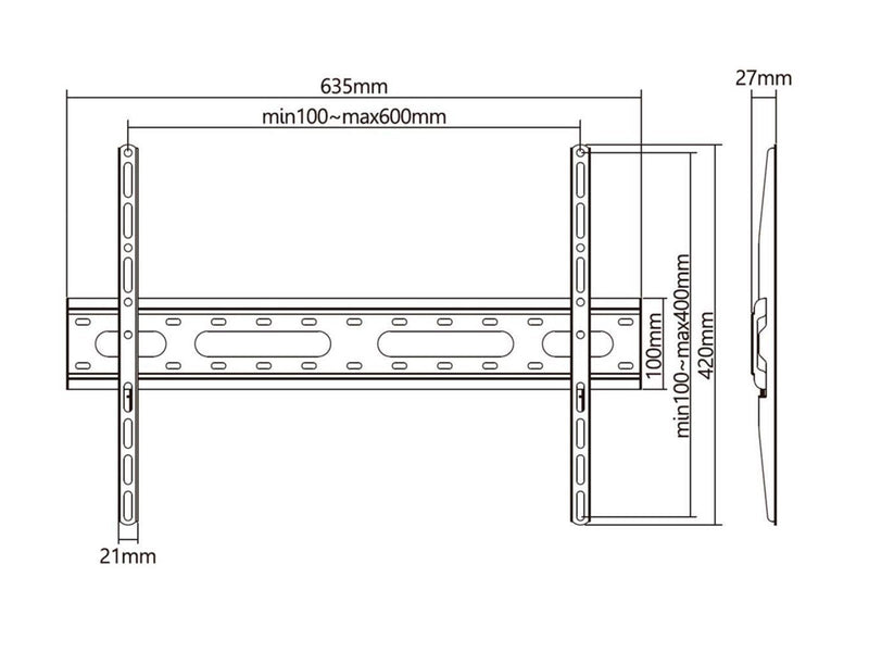 Homeit TV mount flat wall 37-80" 45kg. 45 kg 80" 200 - 200 mm