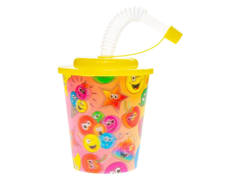 LG-Imports - Cup with Lid and Straw Smiley Face 12pcs.