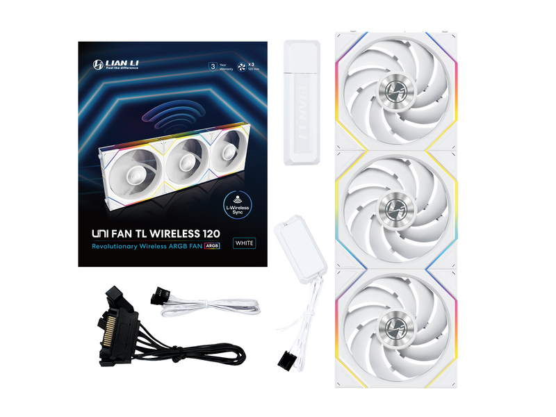Lian Li UNI FAN TL Wireless 3-pack - Gehäuselüfter - 120mm - Weiß - 33 dBA