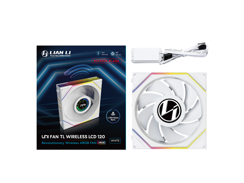 Lian Li UNI FAN TL Wireless LCD Reverse - Gehäuselüfter - 120mm - Weiß - 33 dBA