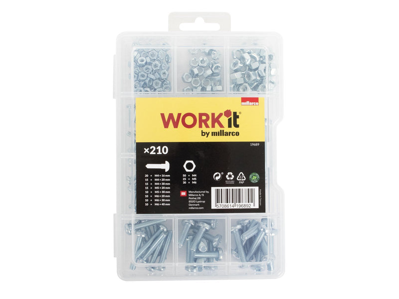 Homeit Machine screws and nuts in assortment box with 210 parts