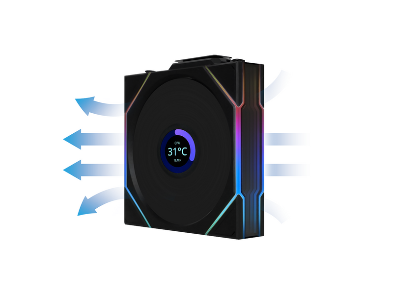 Lian Li UNI FAN TL Wireless LCD Reverse 3 pack - Gehäuselüfter - 120mm - Schwarz mit RGB LED - 33 dBA