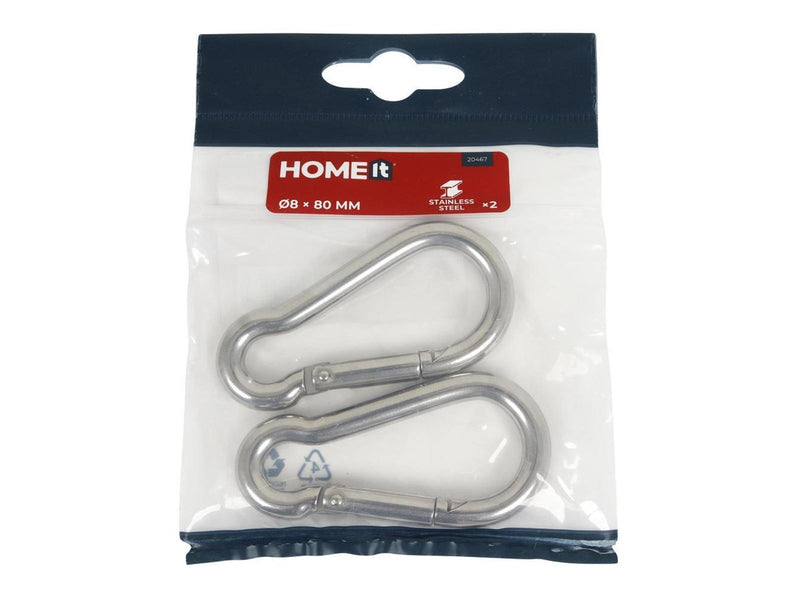 Homeit fireman's carabiner Ø8 x 80 mm stainless steel 2 pcs.