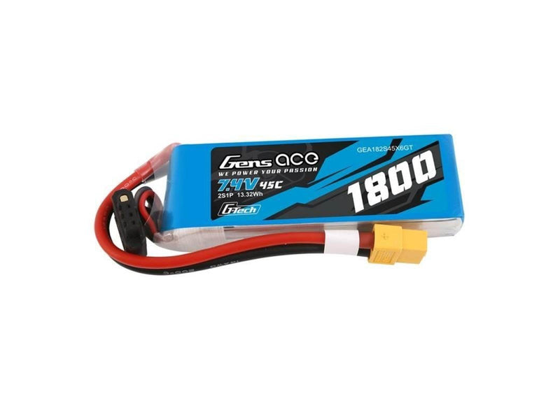 Gens ace &Tattu G-Tech LiPo 1800mAh 7.4V 45C 2S1P XT60 Battery