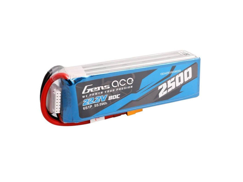 Gens ace &Tattu 2500mAh 22.2V 80C 6S1P Lipo Battery Pack with XT60 plug