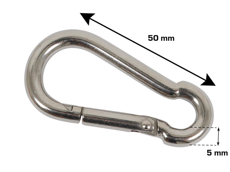 Homeit fireman's carabiner Ø5 x 50 mm in stainless steel 2 pcs.