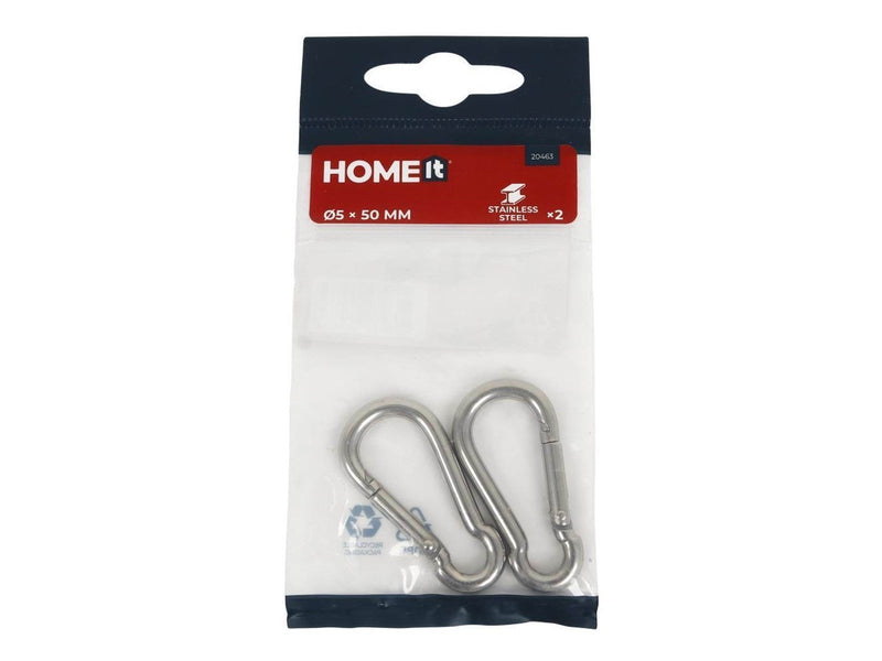 Homeit fireman's carabiner Ø5 x 50 mm in stainless steel 2 pcs.