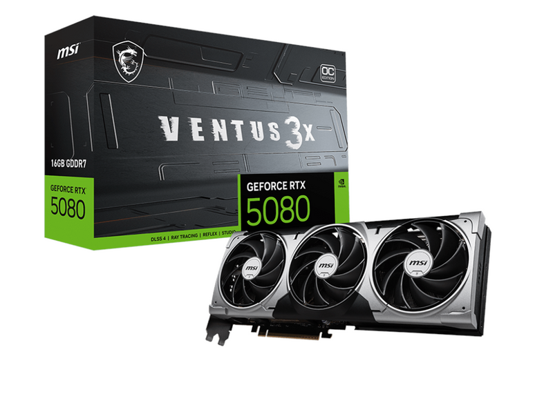 MSI GeForce RTX 5080 VENTUS 3X OC - 16GB GDDR7 RAM - Grafikkarte