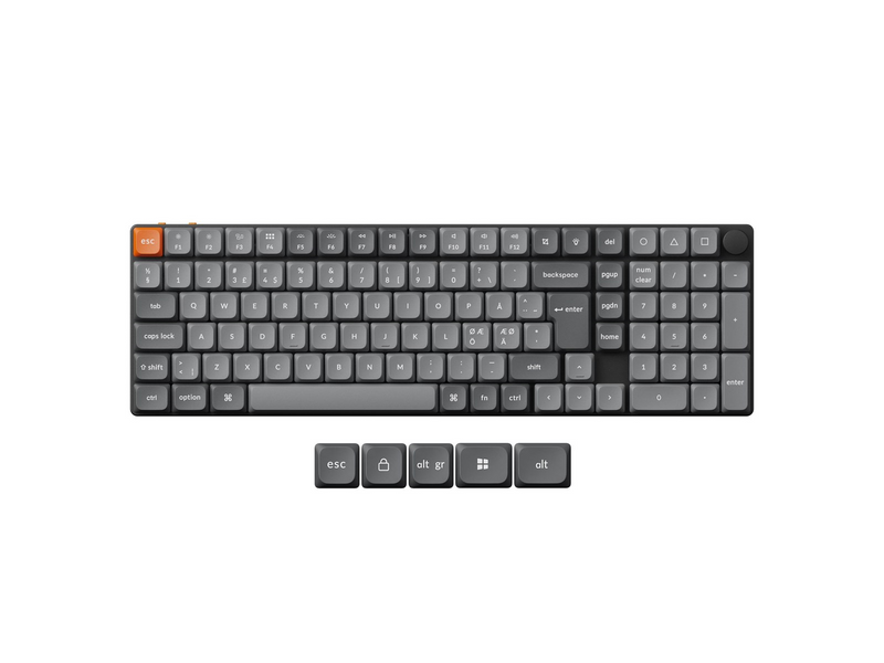 Keychron K17 MAX Wireless Tri-Mode Hot Swap QMK/VIA Gateron Low Profile Red - Gaming Tastaturen - Nordisch - Schwarz