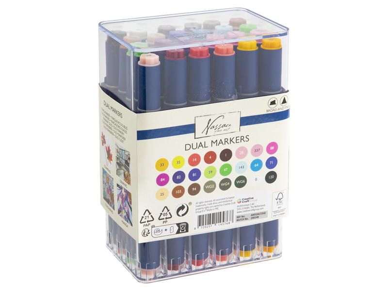 Nassau Round dual markers 24 pcs in transparent box