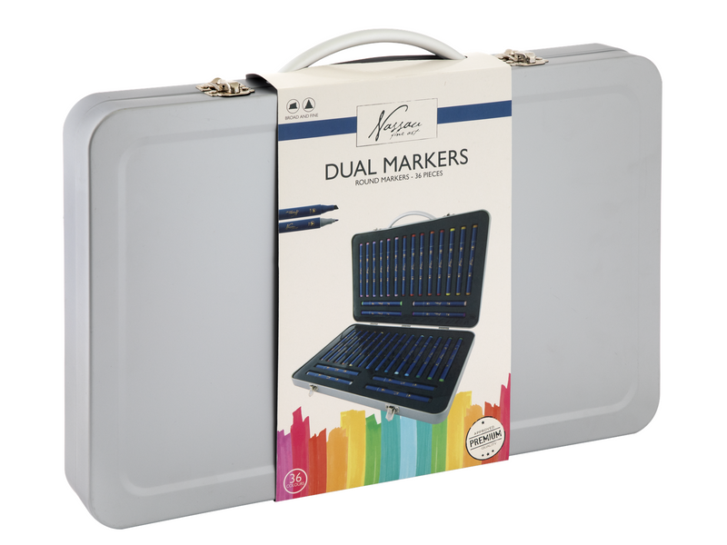 Nassau Round dual markers 36 pcs in metal box