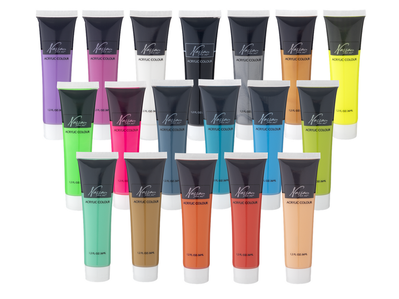 Nassau Paint acrylic 18 x 36 ml incl. fluor & metallic
