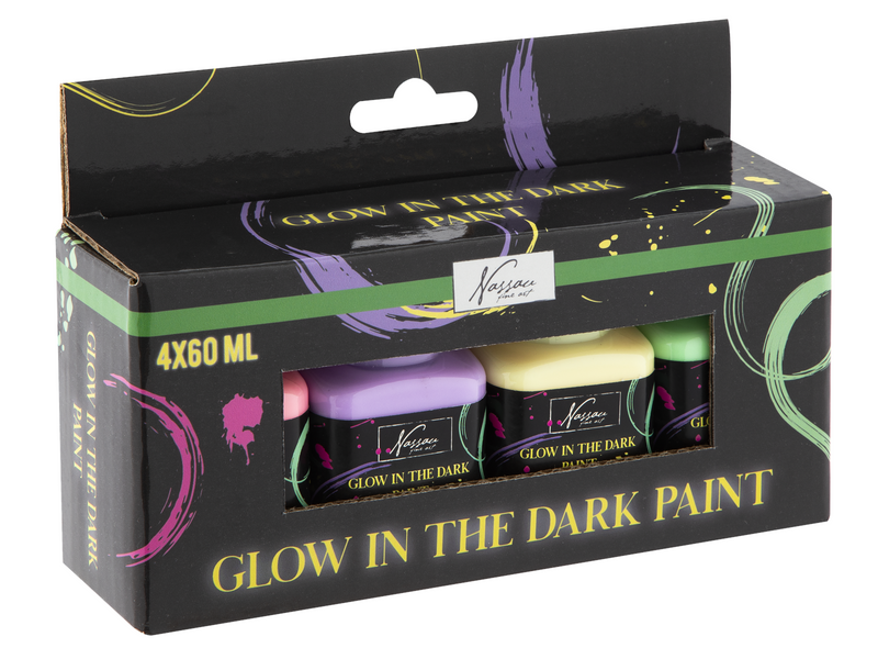 Nassau Glow in the dark acrylic paint 4x60ml