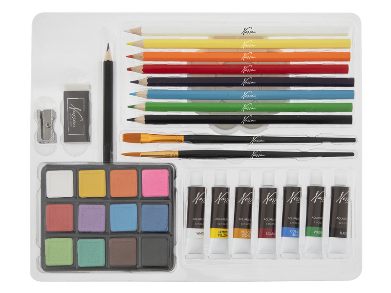 Nassau Aquarel art set 34 pcs. in cardboard box