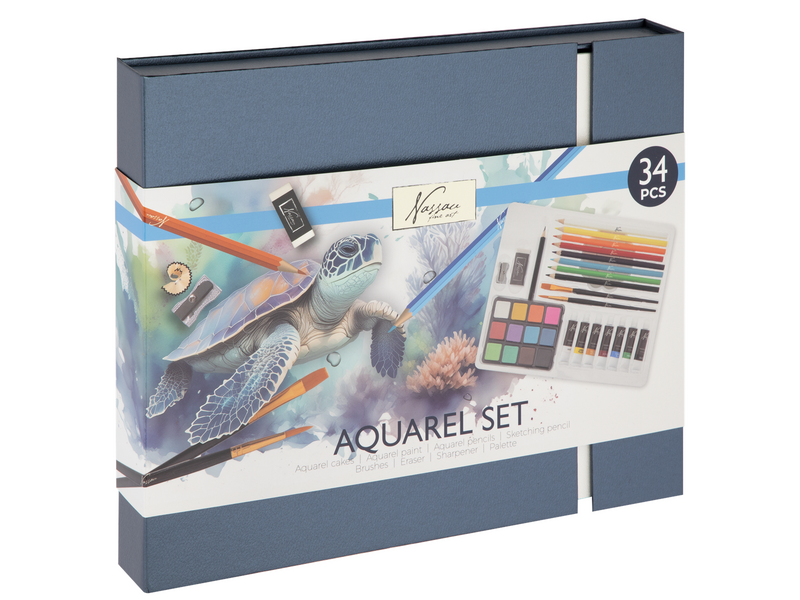 Nassau Aquarel art set 34 pcs. in cardboard box