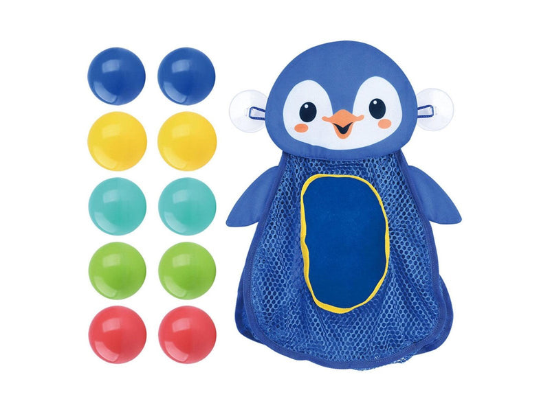 PLAY - Bath Toys Storage Penguin with balls 11pcs.
