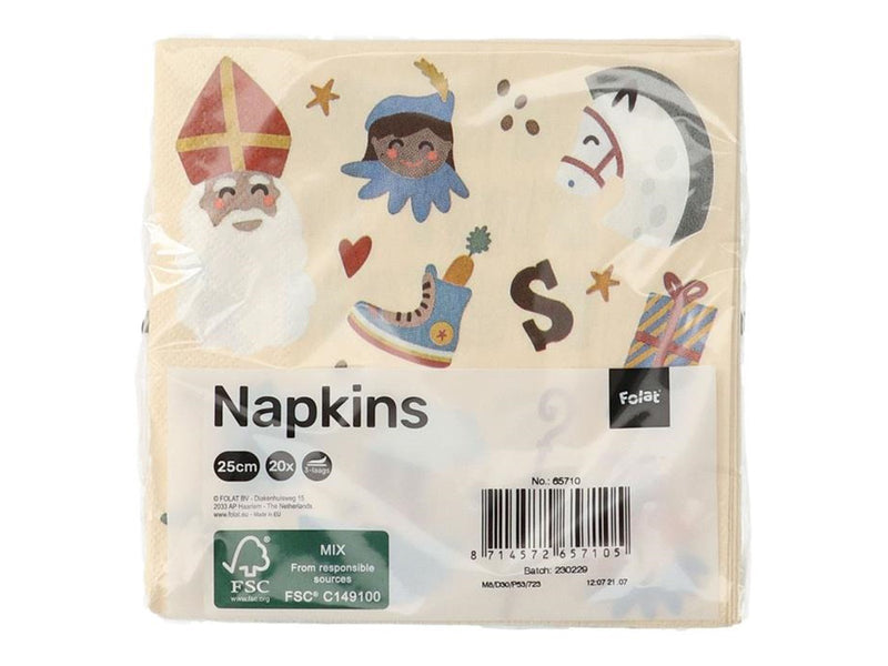 Folat BV - Napkins Welcome Santa & Pieten 20 pcs.