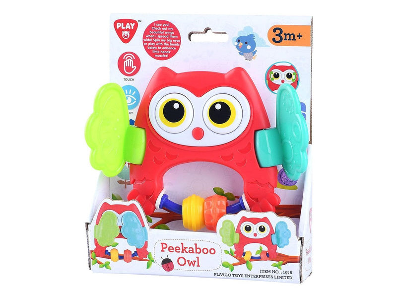 PLAY - Peekaboo Owl Rattle Red