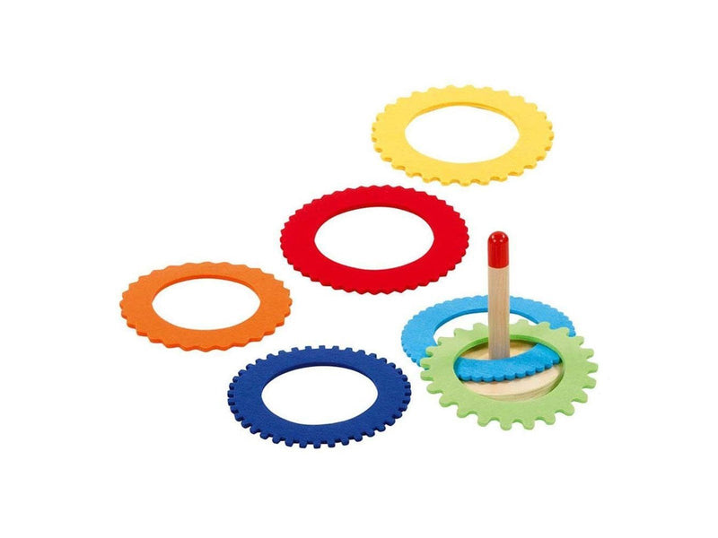 Goki - Wooden Ring Throwing Game with 6 Felt Rings