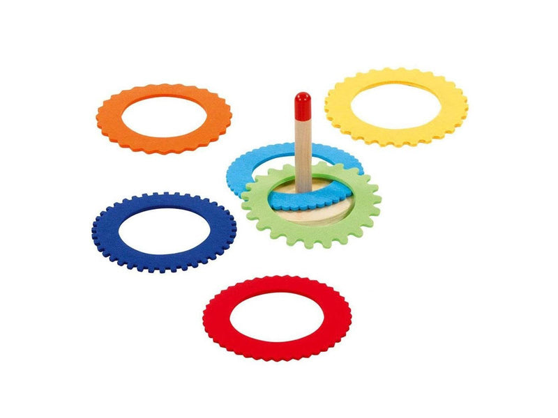 Goki - Wooden Ring Throwing Game with 6 Felt Rings