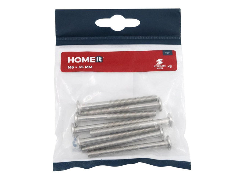 Homeit assembly screws for furniture M6 x 65mm 8 pcs. stainless steel