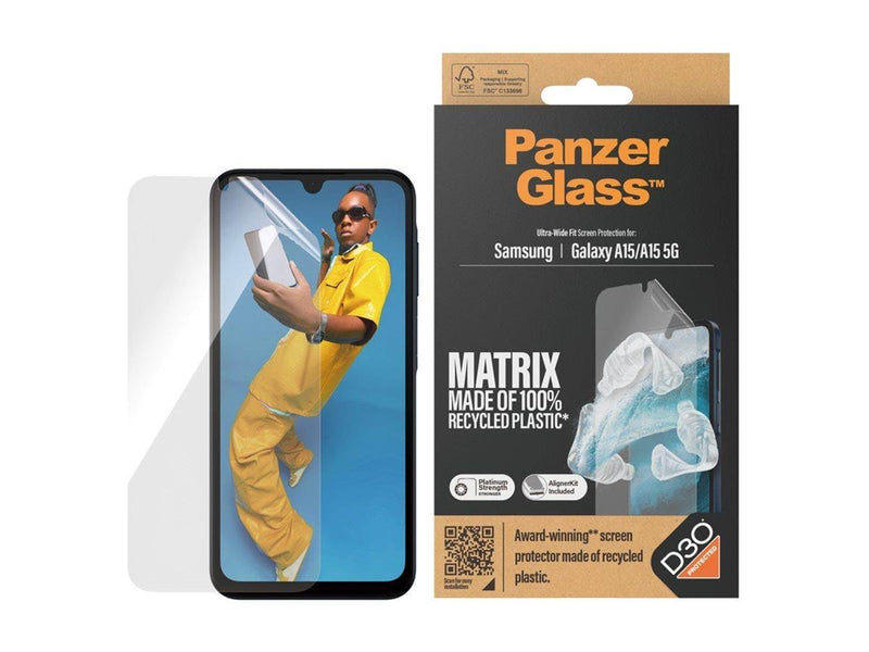 PanzerGlass ECO Matrix - screen protector for mobile phone - with D3O ultra-wide fit with AlignerKit