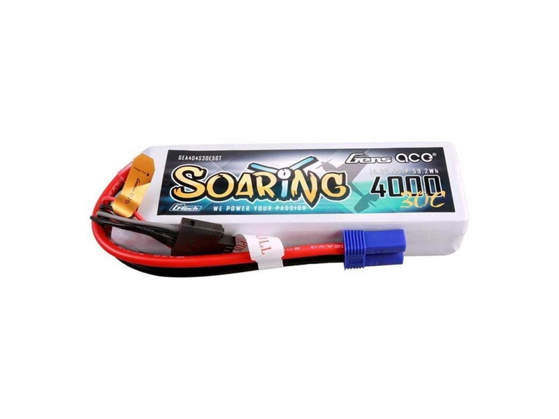 Gens ace &Tattu G-Tech Soaring 4000mAh 14.8V 30C 4S1P Lipo Battery