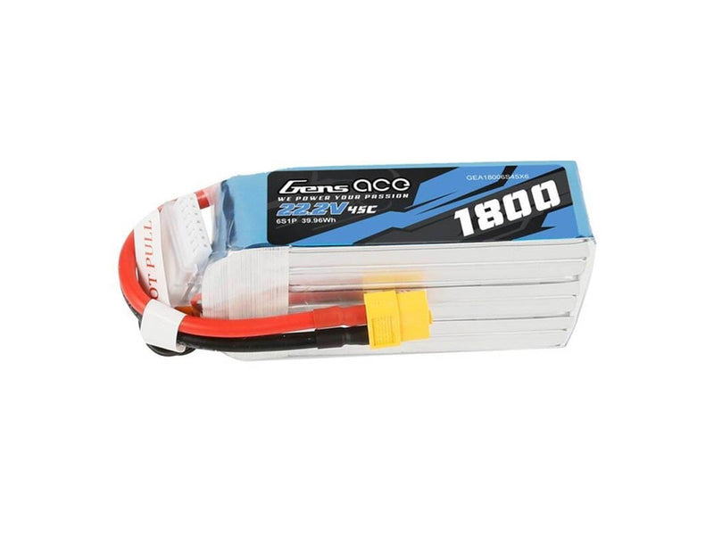Gens ace &Tattu 1800mAh 22.2V 45C 6S1P Lipo Battery Pack
