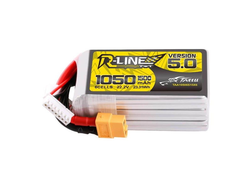 Gens ace &Tattu R-Line 5.0 1050mAh 22.2V 6S 150C XT60 Plug Battery