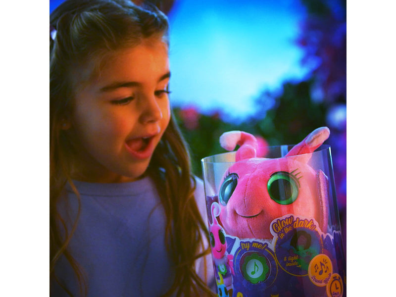 Glowies bedtime buddy with music and light Pink. 28 cm