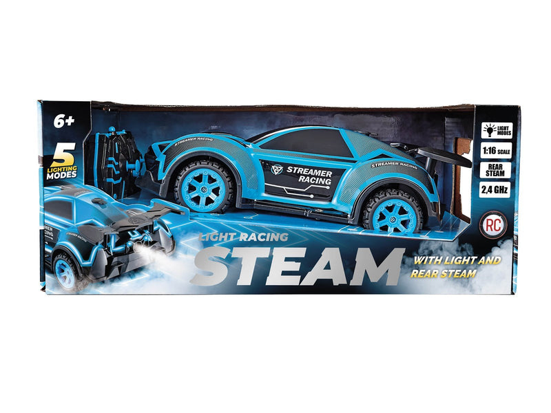 SPEED X RC Steam 2WD Car BLUE 1:16 Steaming & light