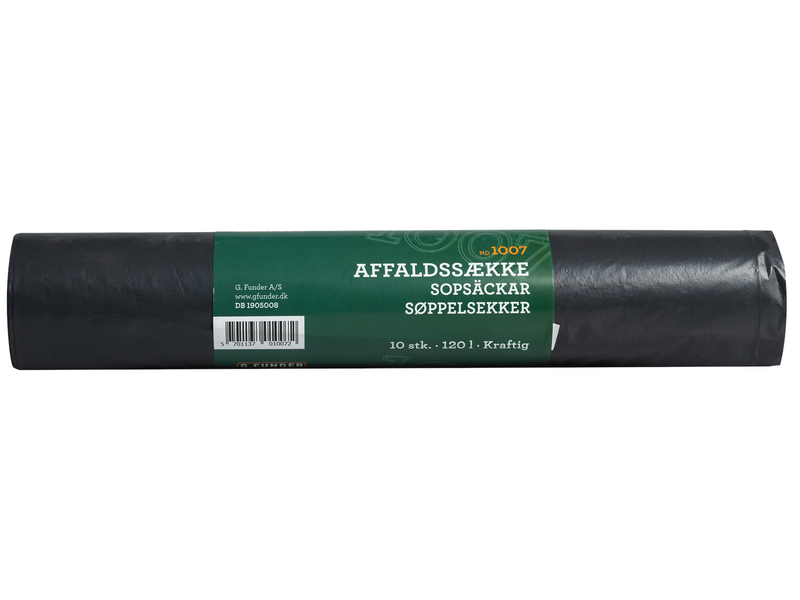 G.Funder Black garbage bags 120 liters 10 bags per roll - heavy duty quality