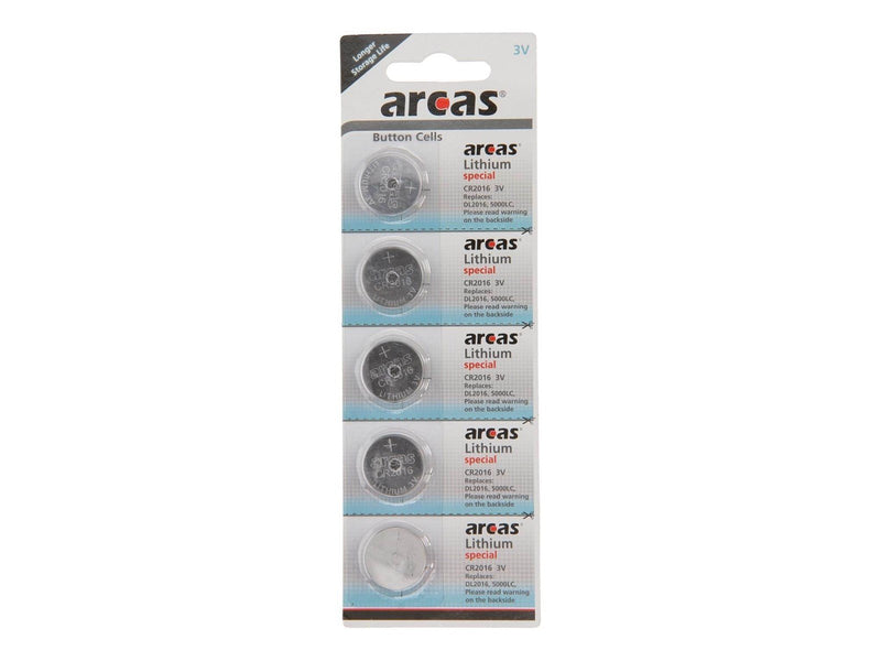 Battery Sales Europe - ARCAS Battery Lithium CR2016 3V 5 pcs.