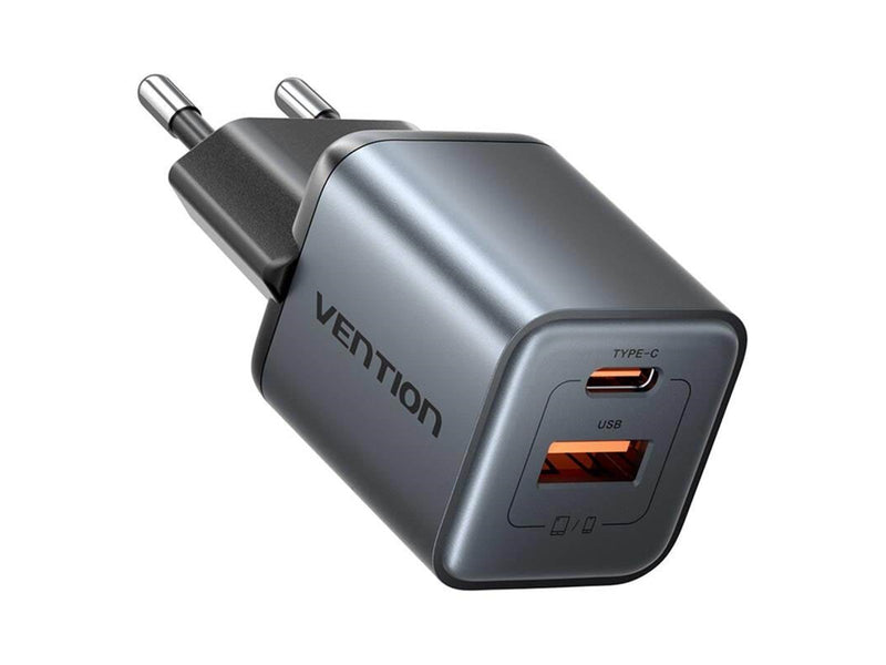 Vention GaN USB-C + USB-A 30W Charger (Gray)