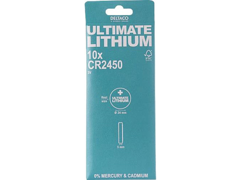 Deltaco Ultimate Lithium Battery CR2450 Button Cell - 10-pack