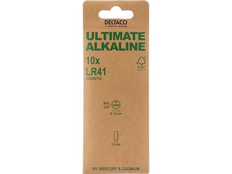 Deltaco Ultimate Alkaline LR41 Button Cell - 10-pack