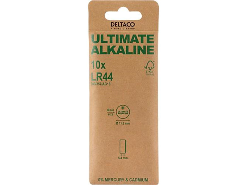Deltaco Ultimate Alkaline LR44 Button Cell - 10-pack