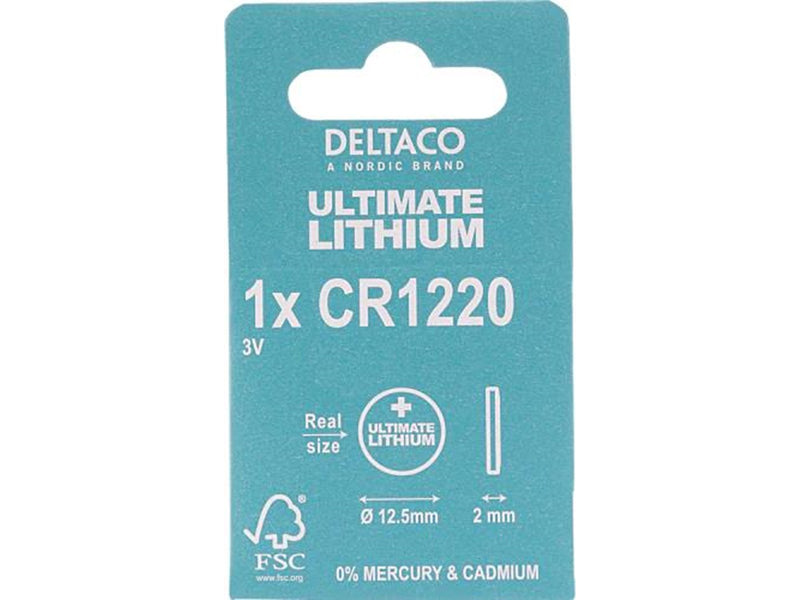Deltaco Ultimate Lithium Battery CR1220 Button Cell - 1-pack