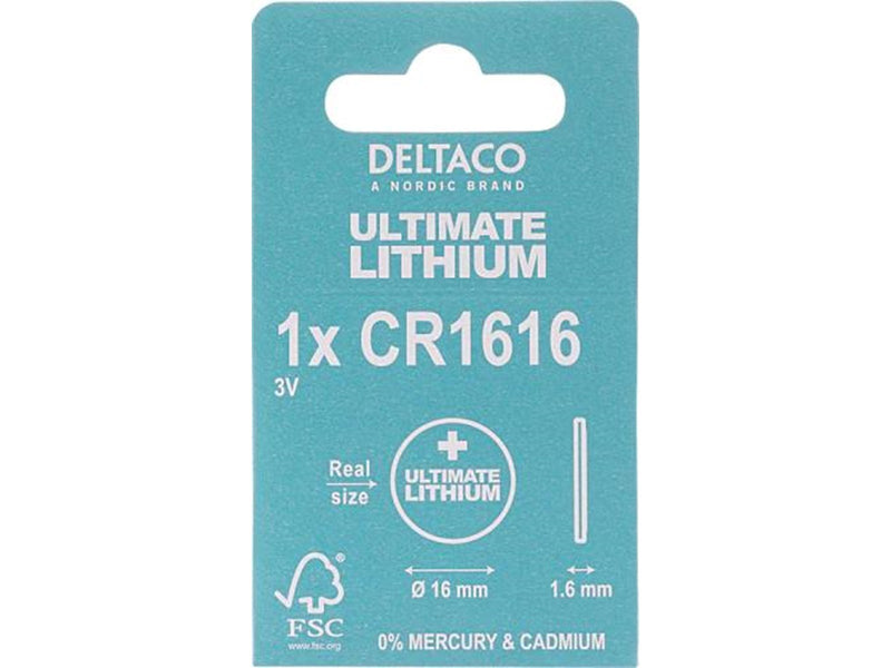 Deltaco Ultimate Lithium Battery CR1616 Button Cell - 1-pack