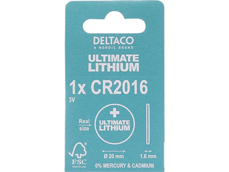 Deltaco Ultimate Lithium Battery CR2016 Button Cell - 1-pack
