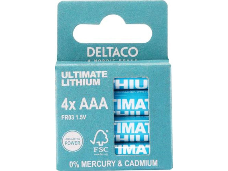 Deltaco Ultimate Lithium Batteries LR03/AAA - 4-pack