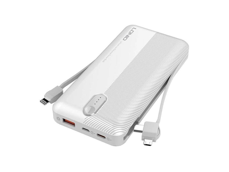 LDNIO PL1013 powerbank 10000mAh + 3-in-1 cable (white) Powerbank (Akku) - Weiß - 10000 mAh