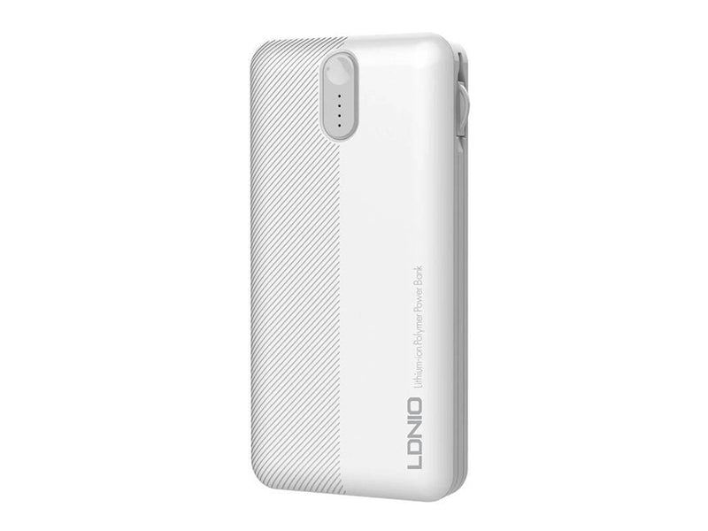 LDNIO PL1013 powerbank 10000mAh + 3-in-1 cable (white) Powerbank (Akku) - Weiß - 10000 mAh
