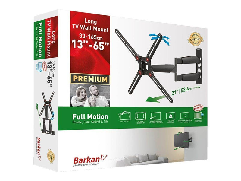 Barkan BM343LP mounting kit - full-motion - for LCD display/ curved LCD display - black 36.2 kg 65" 100 x 100 mm