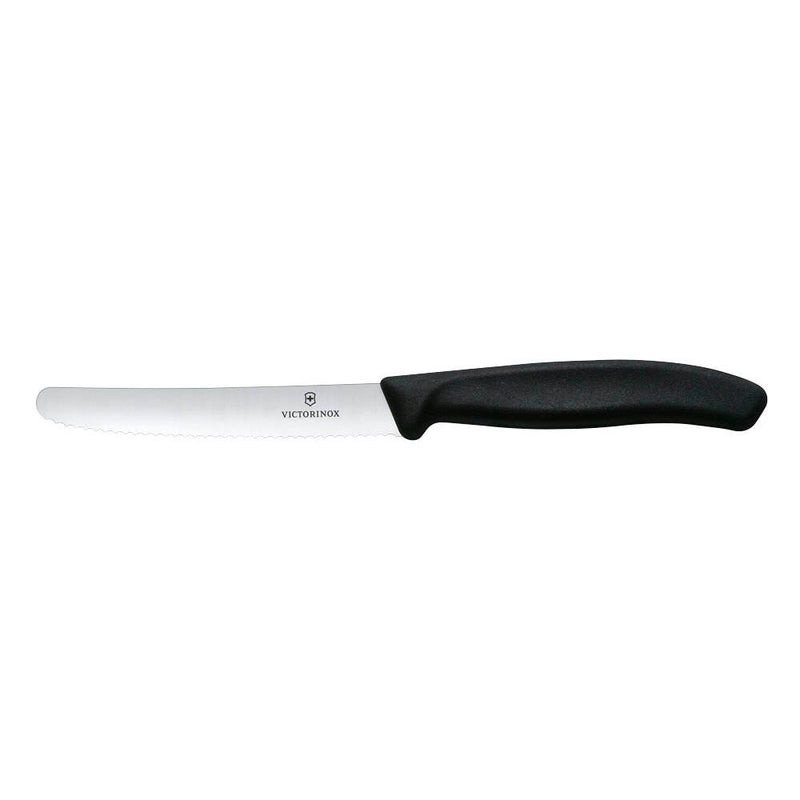 VICTORINOX Gemüsemesser silber, schwarz glänzend, poliert Klinge: 10,0 cm - 6 Stück