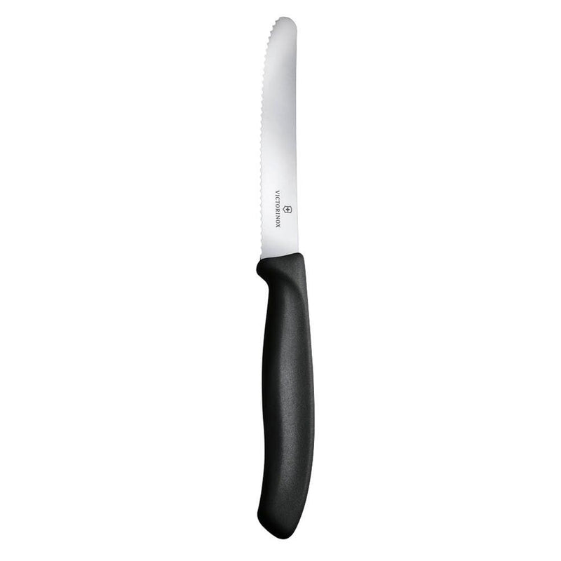 VICTORINOX Gemüsemesser silber, schwarz glänzend, poliert Klinge: 10,0 cm - 6 Stück