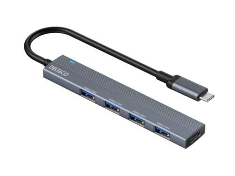 Deltaco USB-C Hub 5 Gbps - 4x USB-A Female USB-Hubs - 4 - silber